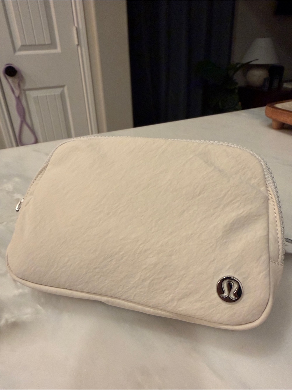 Lululemon Light Beige Belt Bag with Silver Logo